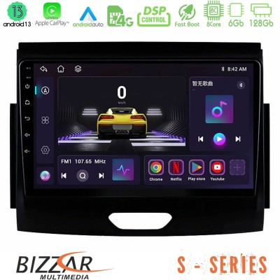 Bizzar S Series Ford Ranger 2017-2022 8core Android13 6+128GB Navigation Multimedia Tablet 9