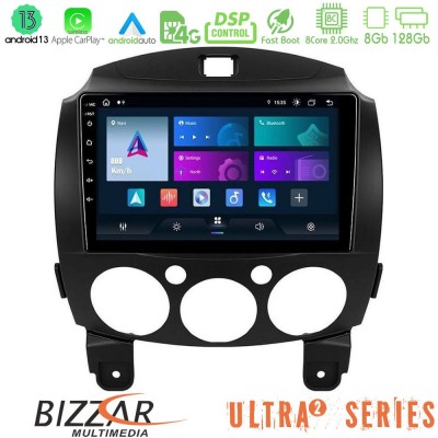 Bizzar Ultra Series Mazda 2 2008-2014 8core Android13 8+128GB Navigation Multimedia Tablet 9