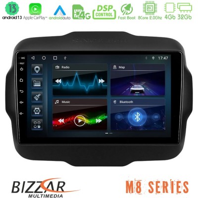 Bizzar M8 Series Jeep Renegade 2015-2019 8core Android13 4+32GB Navigation Multimedia Tablet 9