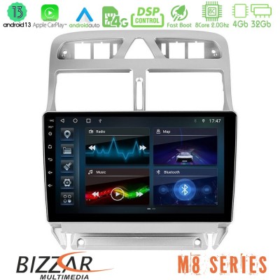 Bizzar M8 Series Peugeot 307 2002-2008 8core Android13 4+32GB Navigation Multimedia Tablet 9