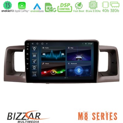 Bizzar M8 Series Toyota Corolla 2002-2006 8Core Android13 4+32GB Navigation Multimedia Tablet 9