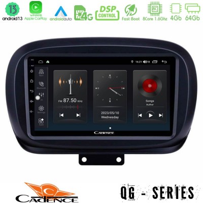 Cadence QG Series 8Core Android13 4+64GB Fiat 500X Navigation Multimedia Tablet 9