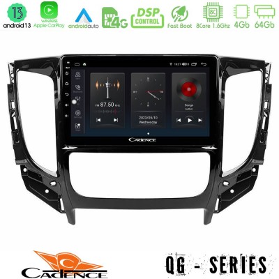 Cadence QG Series 8Core Android13 4+64GB Mitsubishi L200 2016-> & Fiat Fullback (Auto A/C) Navigation Multimedia Tablet 9