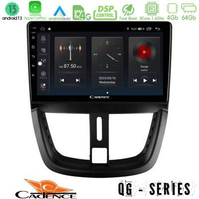 Cadence QG Series 8Core Android13 4+64GB Peugeot 207 Navigation Multimedia Tablet 9