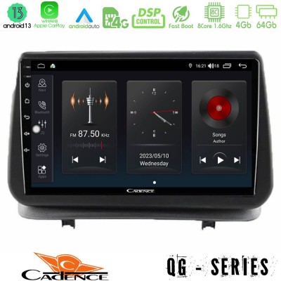 Cadence QG Series 8Core Android13 4+64GB Renault Clio 2005-2012 Navigation Multimedia Tablet 9