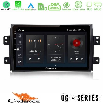 Cadence QG Series 8Core Android13 4+64GB Suzuki SX4 2006-2014 Fiat Sedici 2006-2014 Navigation Multimedia Tablet 9