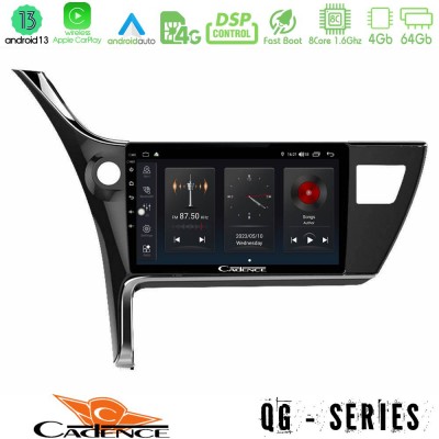 Cadence QG Series 8Core Android13 4+64GB Toyota Corolla 2017-2018 Navigation Multimedia Tablet 10