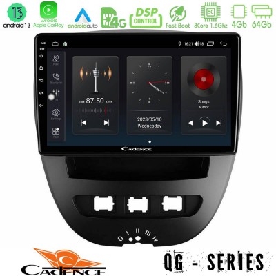 Cadence QG Series 8Core Android13 4+64GB Toyota Aygo/Citroen C1/Peugeot 107 Navigation Multimedia Tablet 10