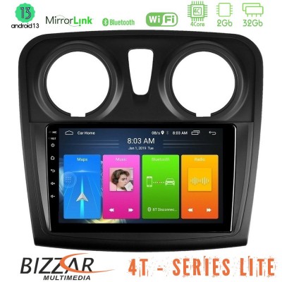 Bizzar 4T Series Dacia Sandero 2014-2020 4Core Android13 2+32GB Navigation Multimedia Tablet 9