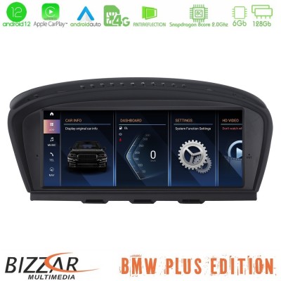 Bizzar Plus Edition BMW 3er/5er E90/E92/E60 CIC Android12 8Core (6+128GB) Navigation Multimedia 8.8″ Black Panel