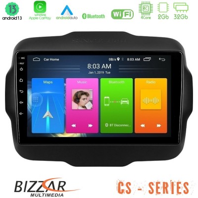 Bizzar CS Series 4Core Android13 2+32GB Jeep Renegade 2015-2019 Navigation Multimedia Tablet 9