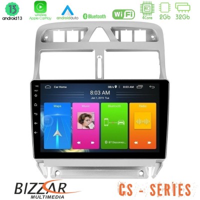 Bizzar CS Series 4Core Android13 2+32GB Peugeot 307 2002-2008 Navigation Multimedia Tablet 9