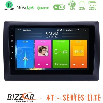 Bizzar 4T Series Fiat Stilo 4Core Android13 2+32GB Navigation Multimedia Tablet 9