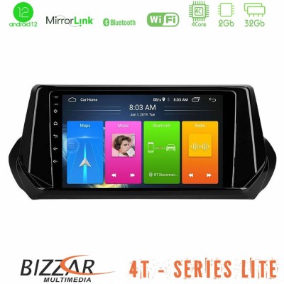 Bizzar 4T Series Peugeot 208 2019-2023 4Core Android13 2+32GB Navigation Multimedia Tablet 9