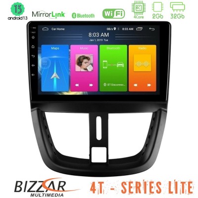 Bizzar 4T Series Peugeot 207 4Core Android13 2+32GB Navigation Multimedia Tablet 9