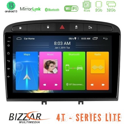 Bizzar 4T Series Peugeot 308/RCZ 4Core Android13 2+32GB Navigation Multimedia Tablet 9