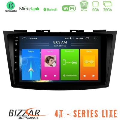 Bizzar 4T Series Suzuki Swift 2011-2016 4Core Android13 2+32GB Navigation Multimedia Tablet 9