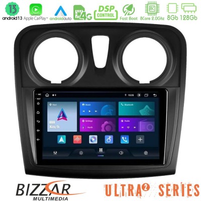 Bizzar Ultra Series Dacia Dokker 2014-2021 8core Android13 8+128GB Navigation Multimedia Tablet 9