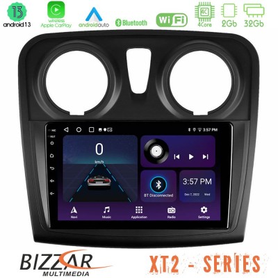 Bizzar XT2 Series 4Core Android13 2+32GB Dacia Sandero/Dokker 2014-2020 Navigation Multimedia Tablet 9