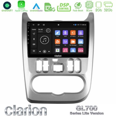 Clarion GL700 Lite Series 8Core Android11 2+32GB Dacia Duster/Sandero/Logan Navigation Multimedia Tablet 9