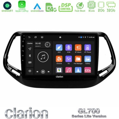 Clarion GL700 Lite Series 8Core Android11 2+32GB Jeep Compass 2017> Navigation Multimedia Tablet 10