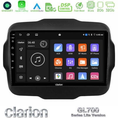 Clarion GL700 Lite Series 8Core Android11 2+32GB Jeep Renegade 2015-2019 Navigation Multimedia Tablet 9