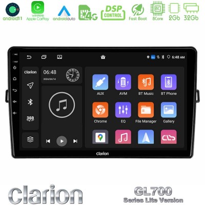 Clarion GL700 Lite Series 8Core Android11 2+32GB Toyota Auris Navigation Multimedia Tablet 10