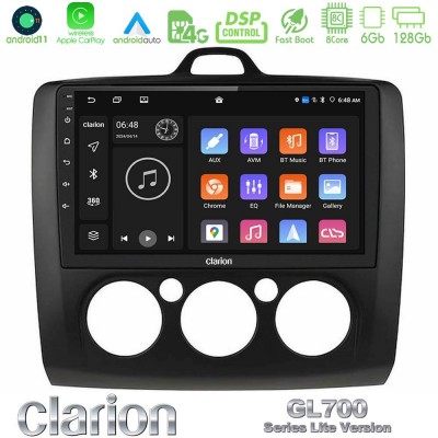 Clarion GL700 Lite Series 8Core Android11 6+128GB Ford Focus Manual AC Navigation Multimedia Tablet 9