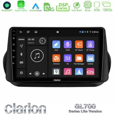 Clarion GL700 Lite Series 8Core Android11 6+128GB Fiat Fiorino/Citroen Nemo/Peugeot Bipper Navigation Multimedia Tablet 9