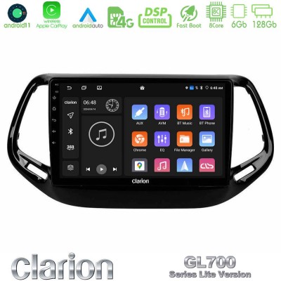 Clarion GL700 Lite Series 8Core Android11 6+128GB Jeep Compass 2017> Navigation Multimedia Tablet 10