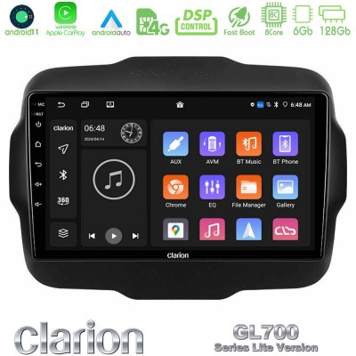 Clarion GL700 Lite Series 8Core Android11 6+128GB Jeep Renegade 2015-2019 Navigation Multimedia Tablet 9