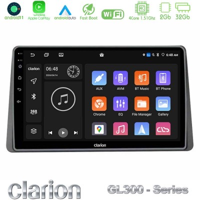 Clarion GL300 Series 4Core Android11 2+32GB Dacia Duster 2019-> Navigation Multimedia Tablet 9