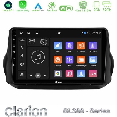 Clarion GL300 Series 4Core Android11 2+32GB Fiat Fiorino/Citroen Nemo/Peugeot Bipper Navigation Multimedia Tablet 9