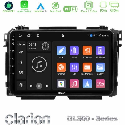Clarion GL300 Series 4Core Android11 2+32GB Honda HR-V Navigation Multimedia Tablet 9