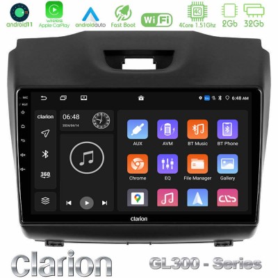 Clarion GL300 Series 4Core Android11 2+32GB Isuzu D-MAX 2012-2019 Navigation Multimedia Tablet 9