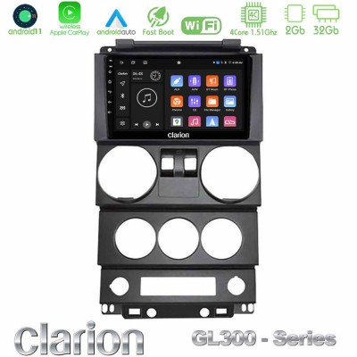 Clarion GL300 Series 4Core Android11 2+32GB Jeep Wrangler 2Door 2008-2010 Navigation Multimedia Tablet 9