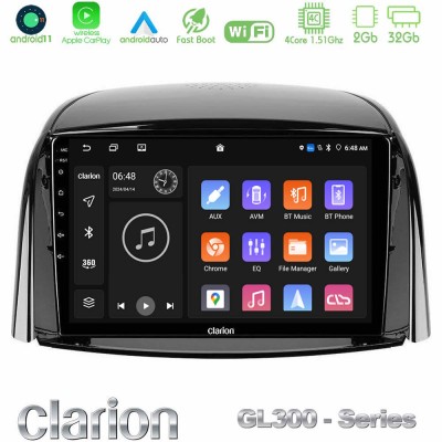 Clarion GL300 Series 4Core Android11 2+32GB Renault Koleos 2007-2015 Navigation Multimedia Tablet 9