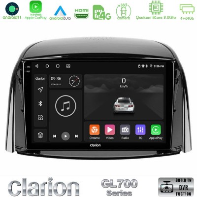 Clarion GL700 Series 8Core Android11 4+64GB Renault Koleos 2007-2015 Navigation Multimedia Tablet 9