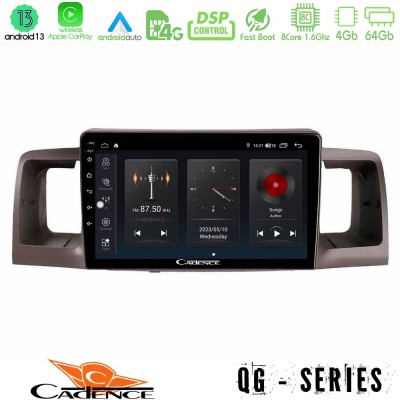 Cadence QG Series 8Core Android13 4+64GB Toyota Corolla 2002-2006 Navigation Multimedia Tablet 9