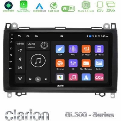 Clarion GL300 Series 4Core Android11 2+32GB Mercedes A/B/Vito/Sprinter Class Navigation Multimedia Tablet 9