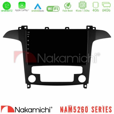 Nakamichi NAM5260 Series Ford S-Max 2006-2012 4Core Android12 4+64GB Navigation Multimedia Tablet 9″ Με Carplay & Android Auto Με Carplay & Android Auto