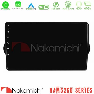 Nakamichi NAM5260 Series 4Core Android12 4+64GB Fiat Tipo 2015-2022 (Hatchback) Navigation Multimedia Tablet 9