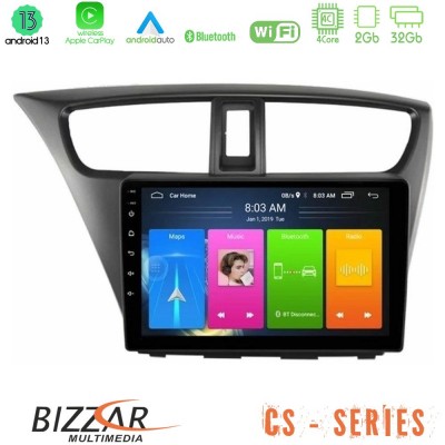 Bizzar CS Series 4Core Android13 2+32GB Honda Civic Hatchback 2012-2015 Navigation Multimedia Tablet 9