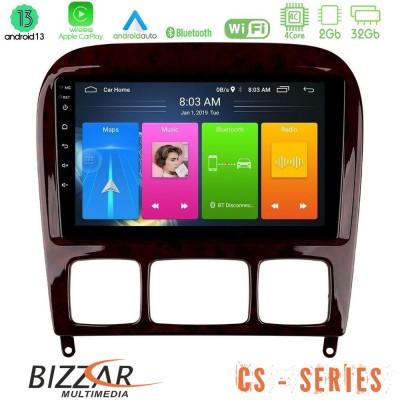 Bizzar CS Series 4Core Android13 2+32GB Mercedes S Class 1999-2004 (W220) Navigation Multimedia Tablet 9