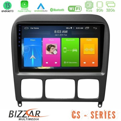 Bizzar CS Series 4Core Android13 2+32GB Mercedes S Class 1999-2004 (W220) Navigation Multimedia Tablet 9