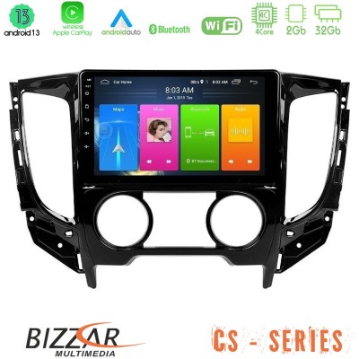 Bizzar CS Series 4Core Android13 2+32GB Mitsubishi L200 2016-> & Fiat Fullback (Manual A/C) Navigation Multimedia Tablet 9