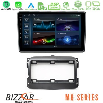 Bizzar M8 Series Fiat 500L 8core Android13 4+32GB Navigation Multimedia Tablet 10