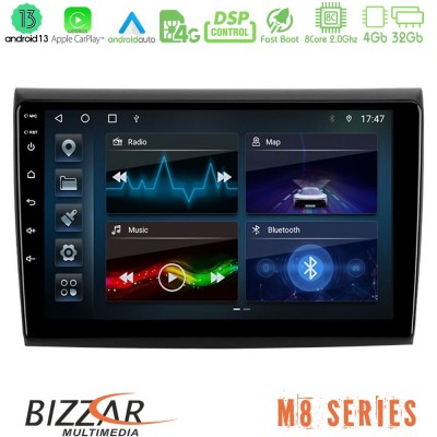 Bizzar M8 Series Fiat Bravo 8core Android13 4+32GB Navigation Multimedia Tablet 9