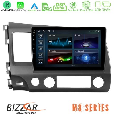 Bizzar M8 Series Honda Civic 2006-2011 8core Android13 4+32GB Navigation Multimedia Tablet 9