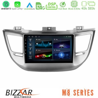 Bizzar M8 Series Hyundai Tucson 2015-2018 8Core Android13 4+32GB Navigation Multimedia Tablet 9